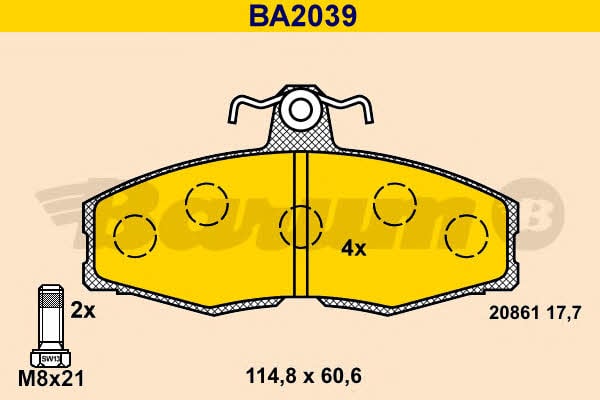 Barum BA2039 Brake Pad Set, disc brake BA2039