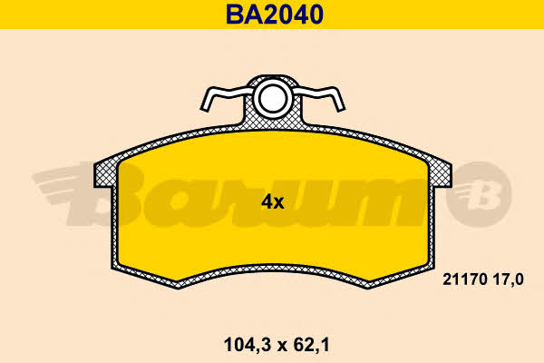 Barum BA2040 Brake Pad Set, disc brake BA2040