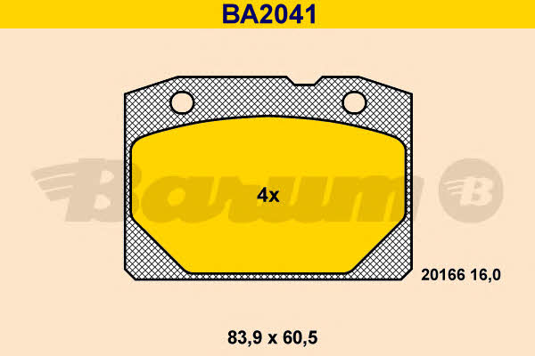 Barum BA2041 Brake Pad Set, disc brake BA2041