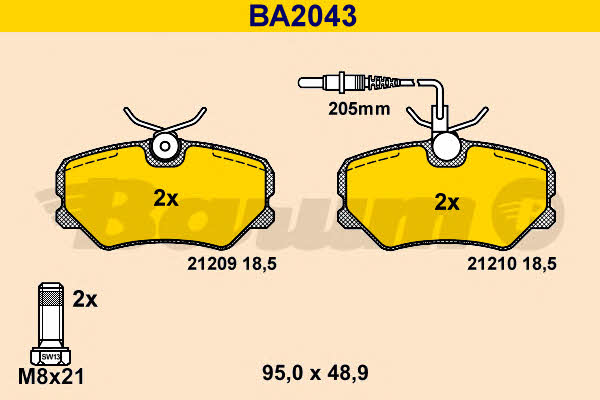 Barum BA2043 Brake Pad Set, disc brake BA2043