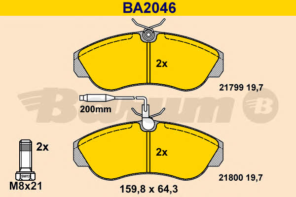 Barum BA2046 Brake Pad Set, disc brake BA2046