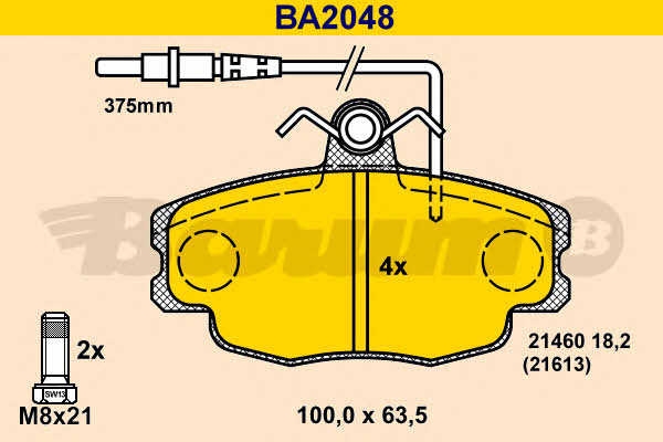 Barum BA2048 Brake Pad Set, disc brake BA2048