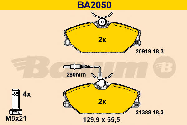 Barum BA2050 Brake Pad Set, disc brake BA2050