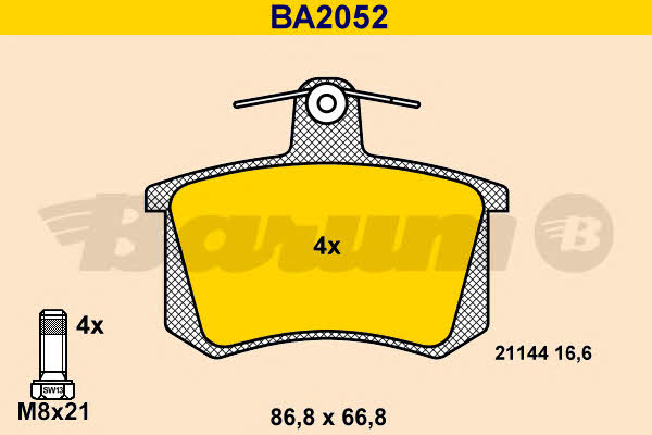 Barum BA2052 Brake Pad Set, disc brake BA2052