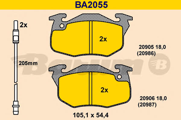 Barum BA2055 Brake Pad Set, disc brake BA2055