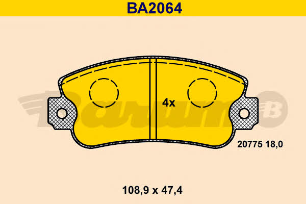 Barum BA2064 Brake Pad Set, disc brake BA2064