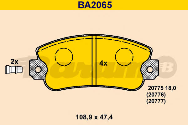 Barum BA2065 Brake Pad Set, disc brake BA2065