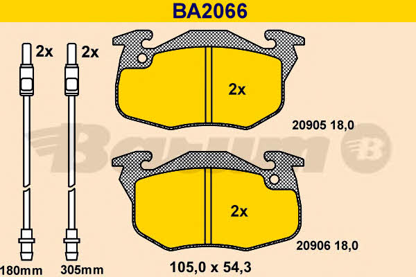 Barum BA2066 Brake Pad Set, disc brake BA2066