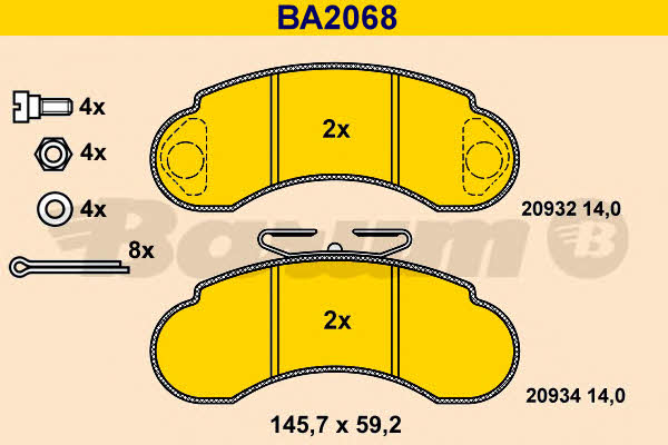 Barum BA2068 Brake Pad Set, disc brake BA2068