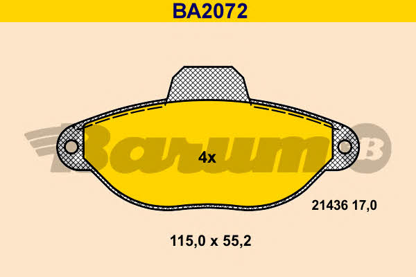 Barum BA2072 Brake Pad Set, disc brake BA2072