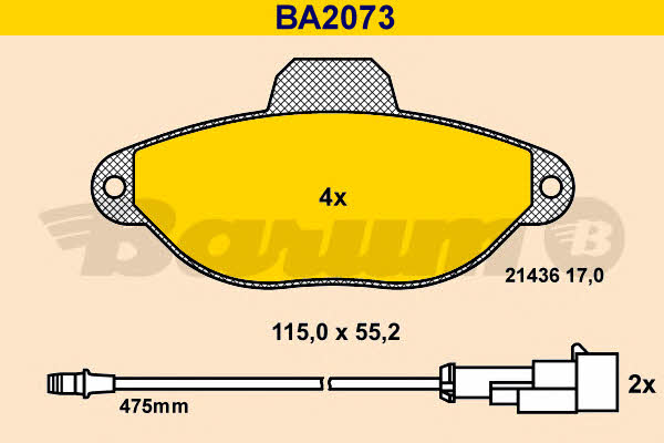 Barum BA2073 Brake Pad Set, disc brake BA2073