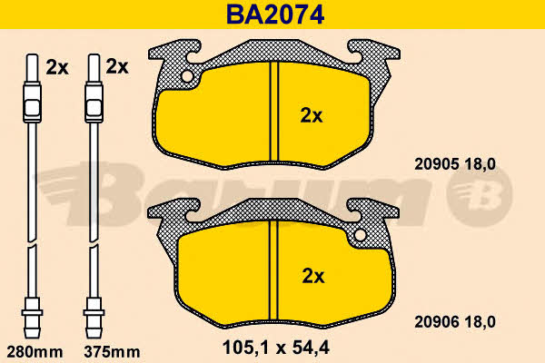 Barum BA2074 Brake Pad Set, disc brake BA2074