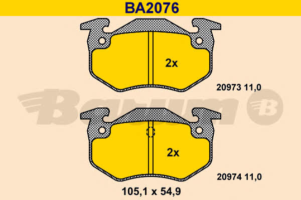 Barum BA2076 Brake Pad Set, disc brake BA2076