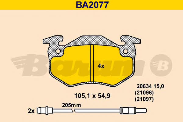Barum BA2077 Brake Pad Set, disc brake BA2077