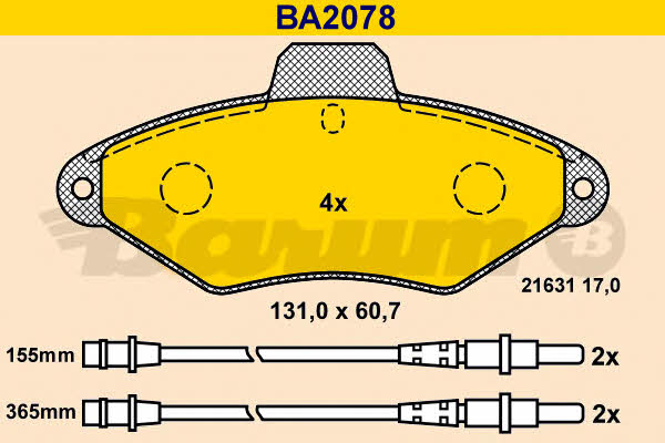 Barum BA2078 Brake Pad Set, disc brake BA2078