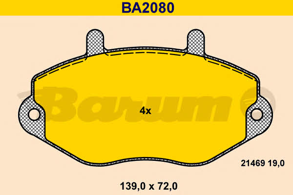 Barum BA2080 Brake Pad Set, disc brake BA2080