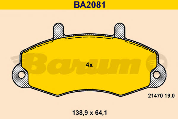Barum BA2081 Brake Pad Set, disc brake BA2081