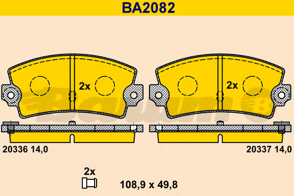 Barum BA2082 Brake Pad Set, disc brake BA2082