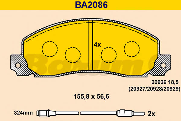 Barum BA2086 Brake Pad Set, disc brake BA2086