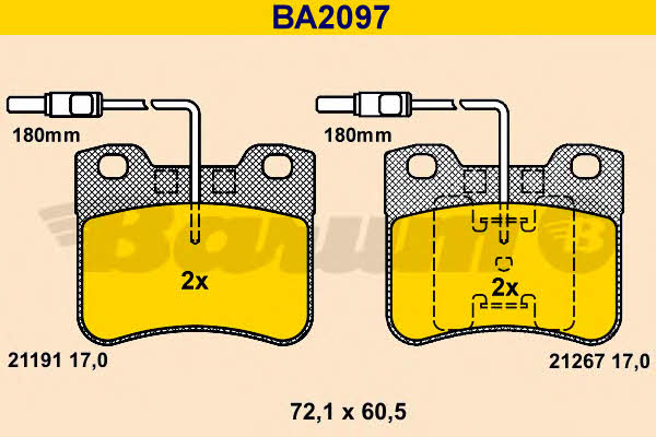 Barum BA2097 Brake Pad Set, disc brake BA2097