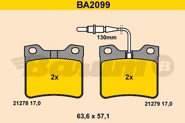 Barum BA2099 Brake Pad Set, disc brake BA2099