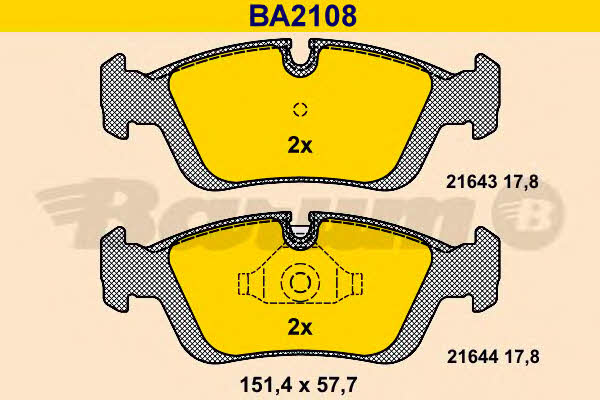 Barum BA2108 Brake Pad Set, disc brake BA2108