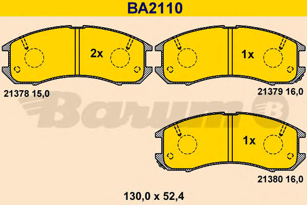 Barum BA2110 Brake Pad Set, disc brake BA2110