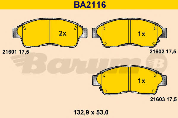 Barum BA2116 Brake Pad Set, disc brake BA2116