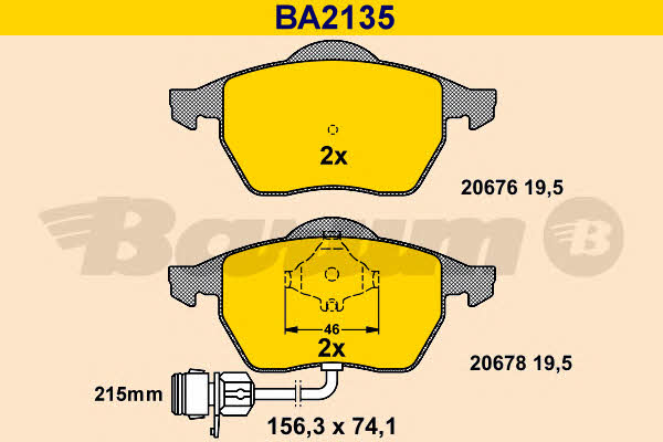 Barum BA2135 Brake Pad Set, disc brake BA2135