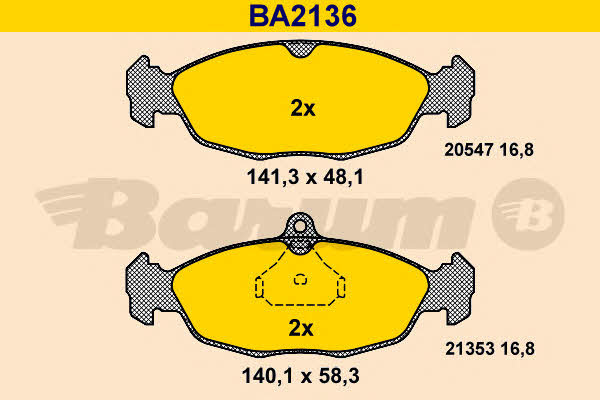 Barum BA2136 Brake Pad Set, disc brake BA2136