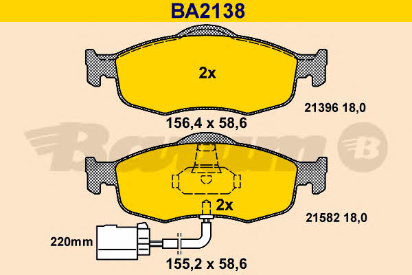 Barum BA2138 Brake Pad Set, disc brake BA2138