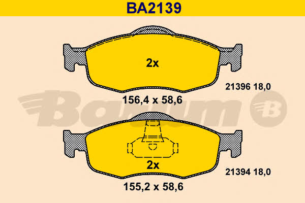 Barum BA2139 Brake Pad Set, disc brake BA2139