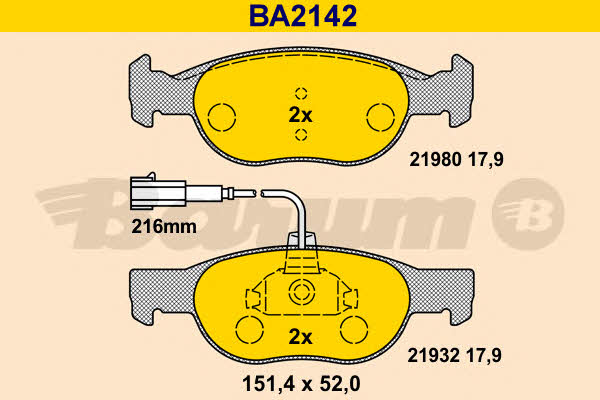 Barum BA2142 Brake Pad Set, disc brake BA2142