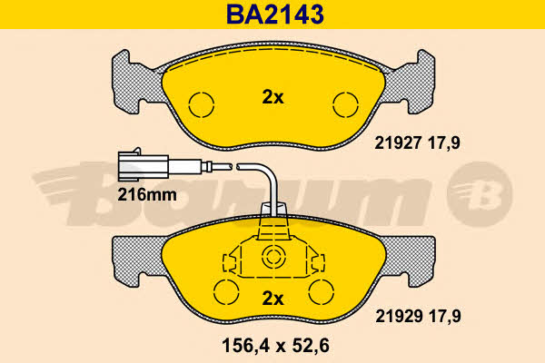 Barum BA2143 Brake Pad Set, disc brake BA2143