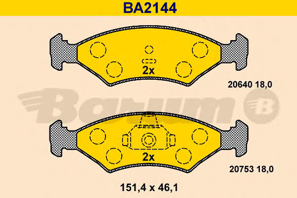 Barum BA2144 Brake Pad Set, disc brake BA2144