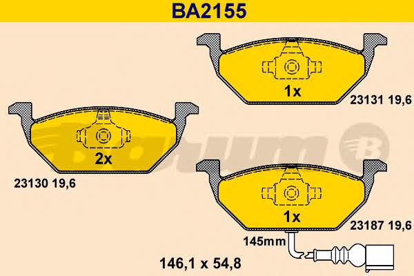 Barum BA2155 Brake Pad Set, disc brake BA2155