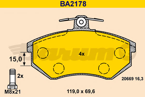 Barum BA2178 Brake Pad Set, disc brake BA2178