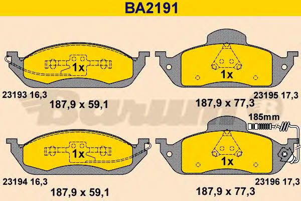 Barum BA2191 Brake Pad Set, disc brake BA2191