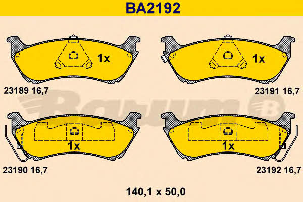 Barum BA2192 Brake Pad Set, disc brake BA2192