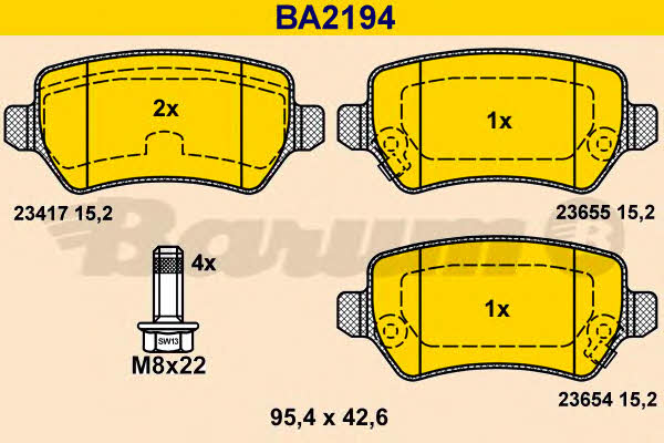 Barum BA2194 Brake Pad Set, disc brake BA2194