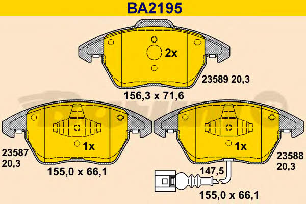 Barum BA2195 Brake Pad Set, disc brake BA2195