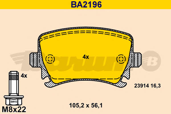 Barum BA2196 Brake Pad Set, disc brake BA2196