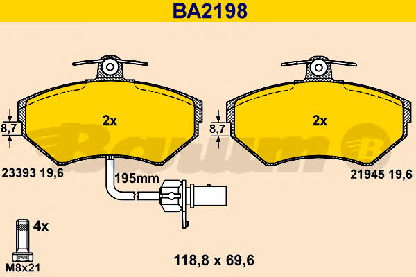 Barum BA2198 Brake Pad Set, disc brake BA2198
