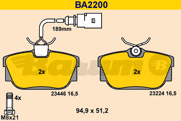 Barum BA2200 Brake Pad Set, disc brake BA2200