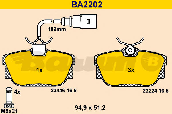 Barum BA2202 Brake Pad Set, disc brake BA2202