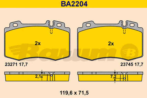 Barum BA2204 Brake Pad Set, disc brake BA2204