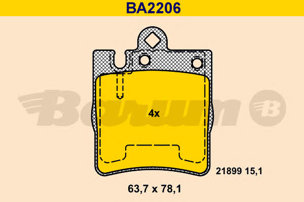 Barum BA2206 Brake Pad Set, disc brake BA2206