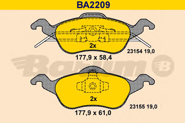 Barum BA2209 Brake Pad Set, disc brake BA2209
