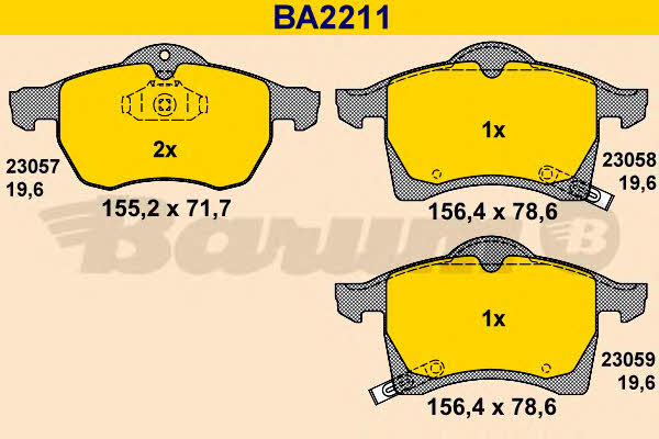 Barum BA2211 Brake Pad Set, disc brake BA2211
