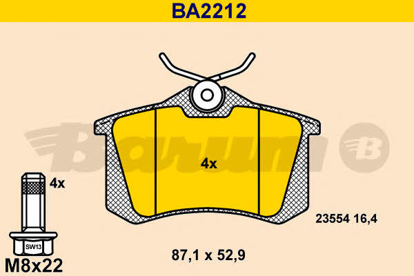 Barum BA2212 Brake Pad Set, disc brake BA2212